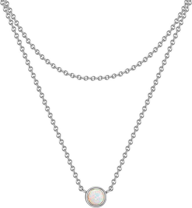 Produktbild Glanzstücke München Damen Sterling Silber Opal (synth.) silber 42,0/36,0 cm Basiskette + 5,0 cm Verläng - 29974 (Sterling Silber)