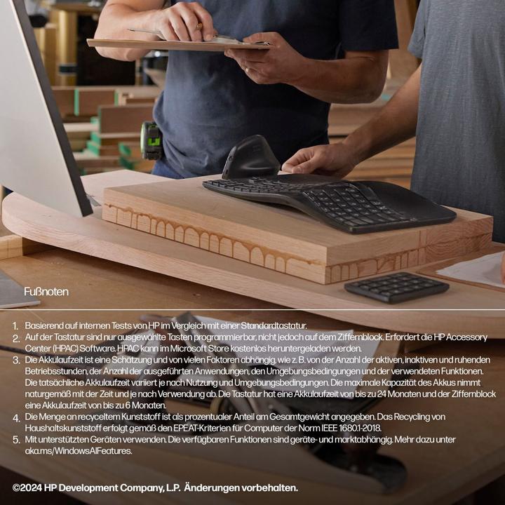 Actual product image HP 960 BLK Ergonomic Wireless Keyboard GR (P) (DE, Wireless)