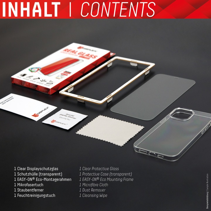 Actual product image Displex Real Glass, 2D Panzerglas + Handyhülle (1 Piece, Apple iPhone 14 Plus)