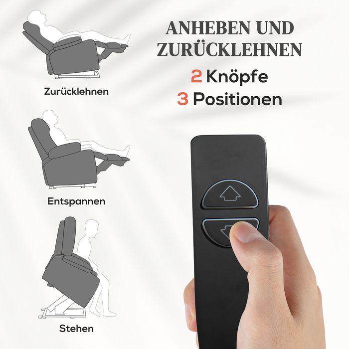 Produktbild Swisshandel24 Fernsehsessel mit Aufstehhilfe, höhenverstellbar, 135°neigbar, mit 3 Modi, 8 Massagepunkten, Fernbed