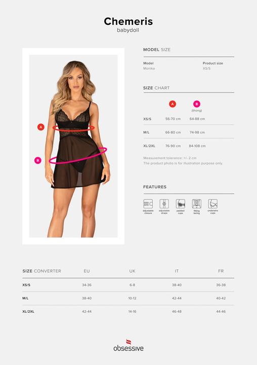 Produktbild Obsessive Chemeris Set Badydoll & Thong M/L (M, L)