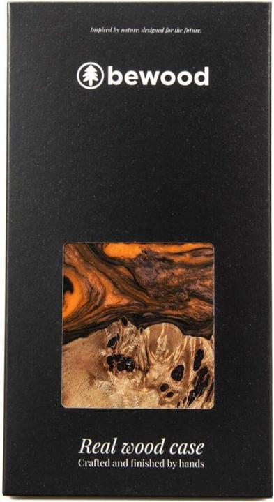 Actual product image Bewood Wood and resin case for iPhone 15 Plus MagSafe Unique Orange - orange and black (Apple iPhone 15 Plus)