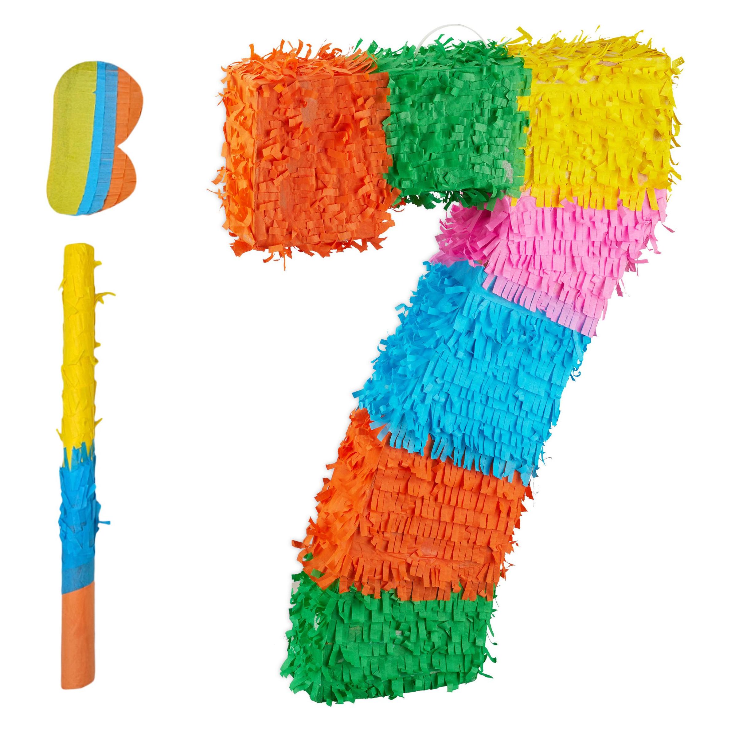 Relaxdays Regenbogen Pinata Zahl Mit Zubehör