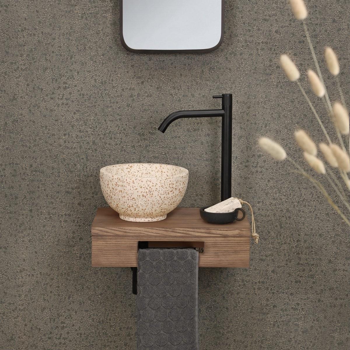 Differnz, Consolle per lavabo, Brunnenbrettdifferenzholz 40x25x10 cm braune Eiche