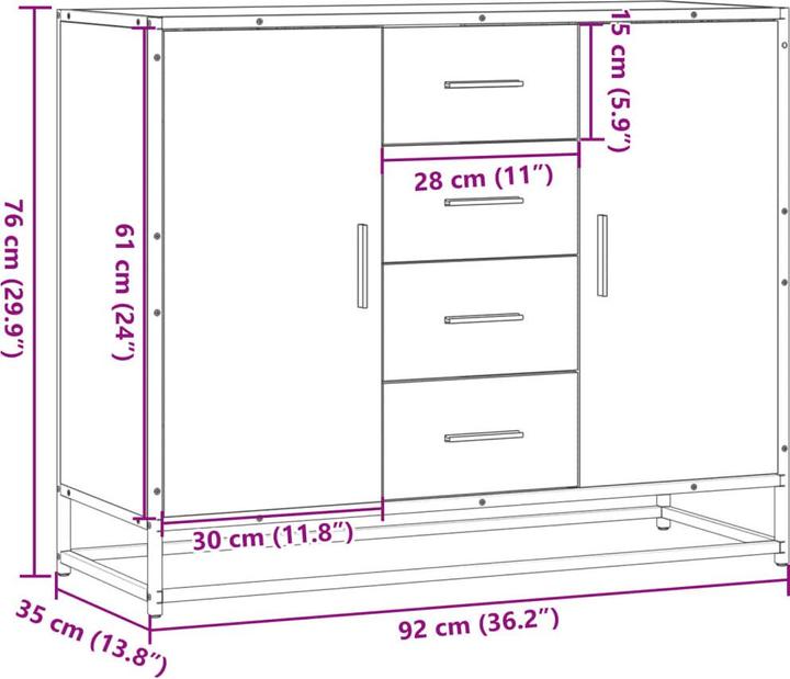 Actual product image vidaXL Sideboard (92 x 35 x 76 cm)