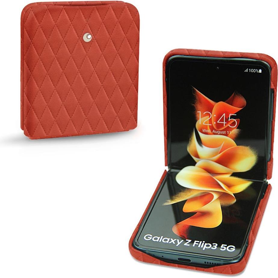 Noreve Lederschutzhülle (Samsung Galaxy Z Flip3), Smartphone Hülle, Orange