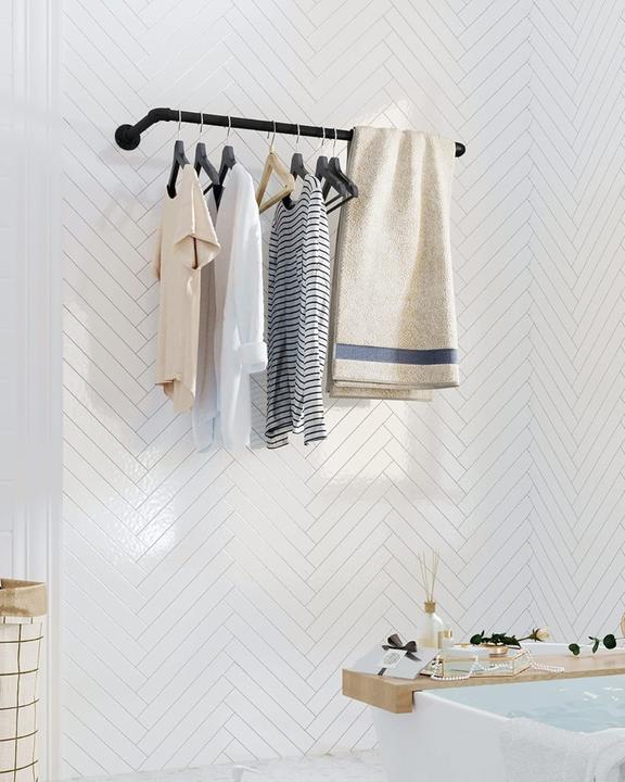 Image du produit Songmics Garderobenleiste Schwarz, 2 Stück im Set, Detailmaterial