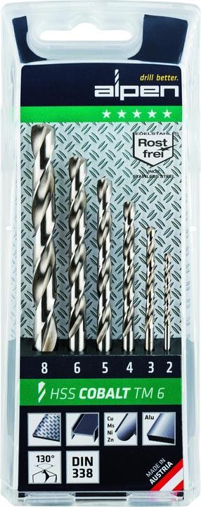 Produktbild Alpen Bohrersatz HSS Cobalt 6tlg. (2, 3, 4, 5, 6, 8 mm)