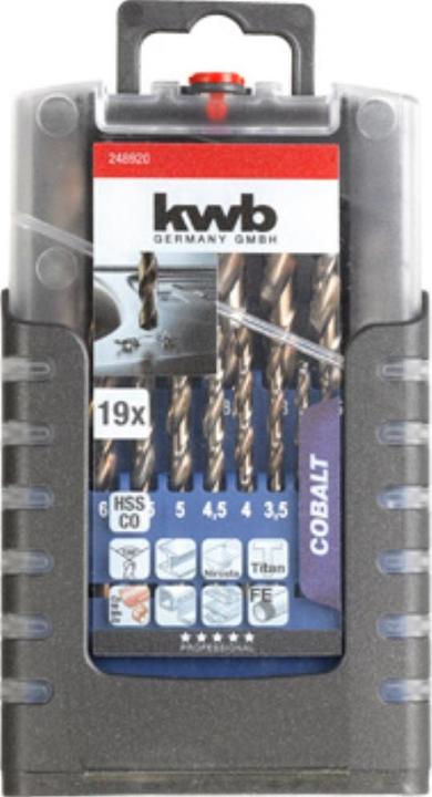 Actual product image kwb COBALT Twist drill set 19 pcs. (1 mm, 3.5 mm, 4 mm, 6.5 mm, 7 mm, 1.5 mm, 2 mm, 2.5 mm, 3 mm, 9.5 mm, 10 mm, 4.5 mm, 5 mm, 5.5 mm, 6 mm, 7.5 mm, 8 mm, 8.5 mm, 9 mm)
