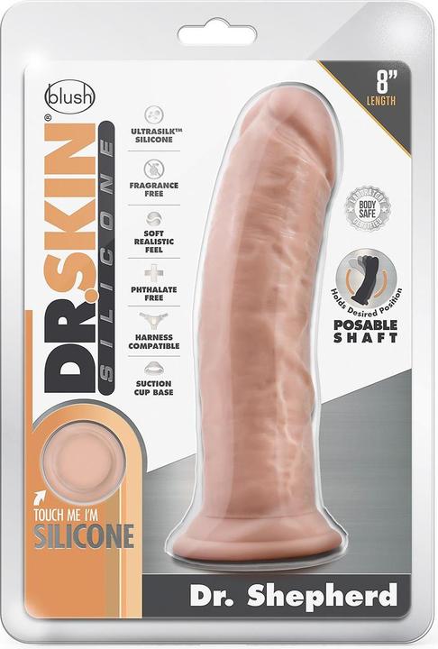 Actual product image Blush Dr Skin Silicone - 8 Inch Realistic Platinum Cured Dong - Powerful Suction Cup for Hands Free Play