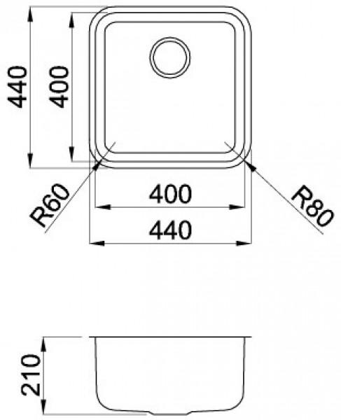 Immagine prodotto Elleci Space 400 R50 Lavello sottopiano Quadrato Acciaio inossidabile (Lavello sottopiano, 44 cm, 44 cm)
