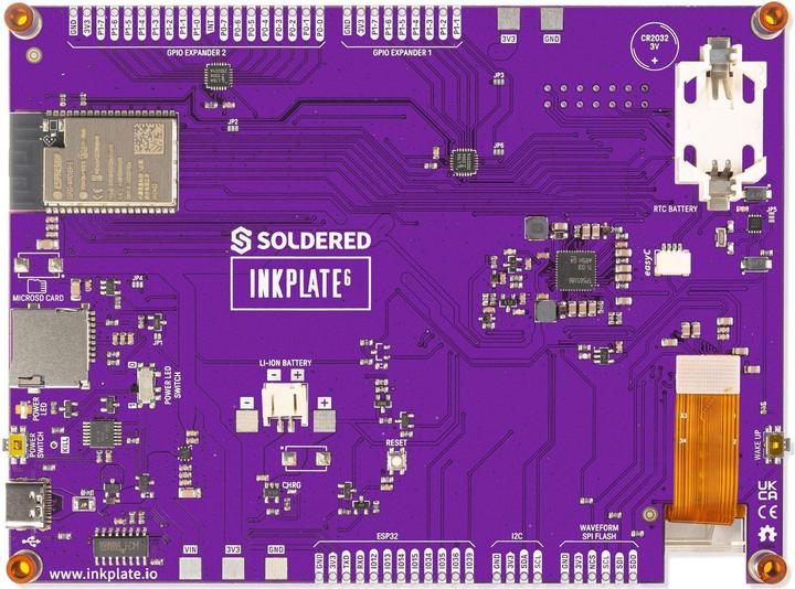 Produktbild Soldered Inkplate 6 E-Paper Entwicklungsboard, 6 Zoll, ESP32 WLAN Bluetooth, Arduino, Graustufen