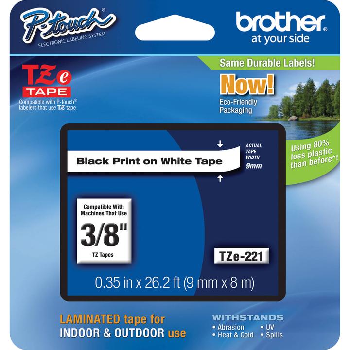 Actual product image Brother TZe-221 (0.90 cm, White, Black)