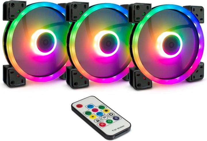 Produktbild Intertech Inter-Tech Argus RGB-Fan Set RS-14 Computergehäuse Ventilator 14 cm Schwarz (140 mm, 3x)