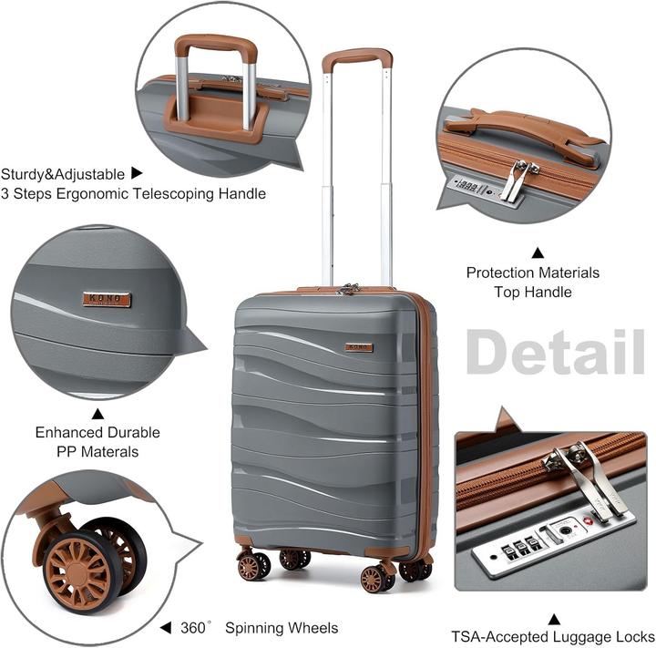 Image du produit Kono Hartschalen-Handgepäck-Koffer mit TSA Schloss (39 l)