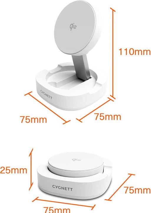 Produktbild Cygnett Chargebase Qi2.0 Single Wireless Charger - White (15 W)