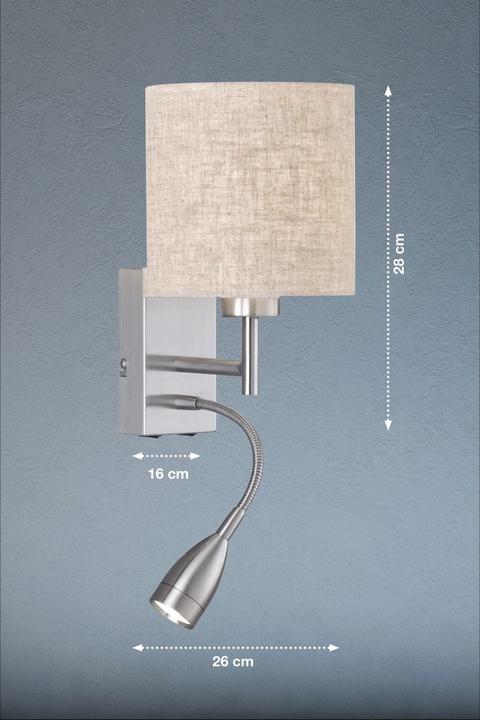 Immagine prodotto Fischer & Honsel Honsel Dreamer lampada da parete E27 a braccio di lettura commutabile paralume in tessuto lino
