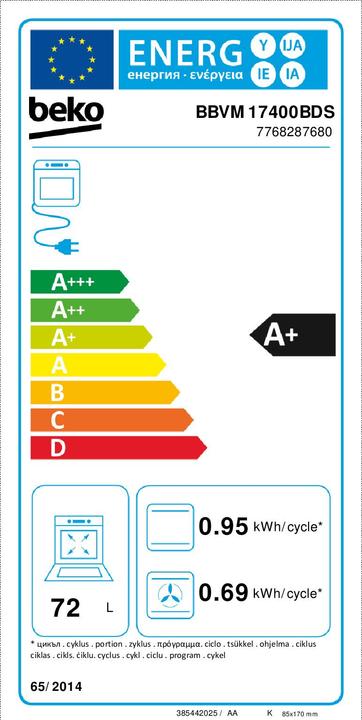 Energie-Label Beko Ofen BBVM17400BDS