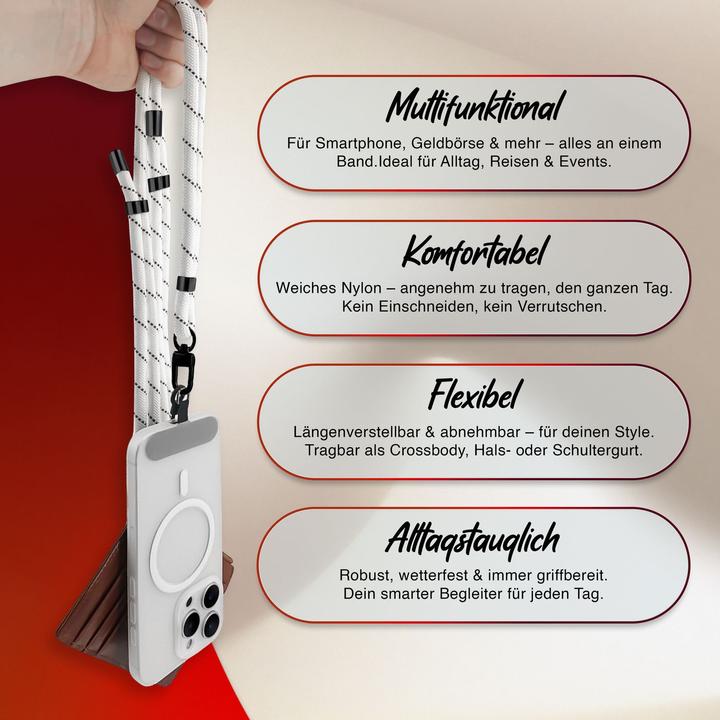 Image du produit Nalia HoldMe Lanyard Handykette - Universal Trageband für Smartphones - Verstellbar, Soft & Elastisch
