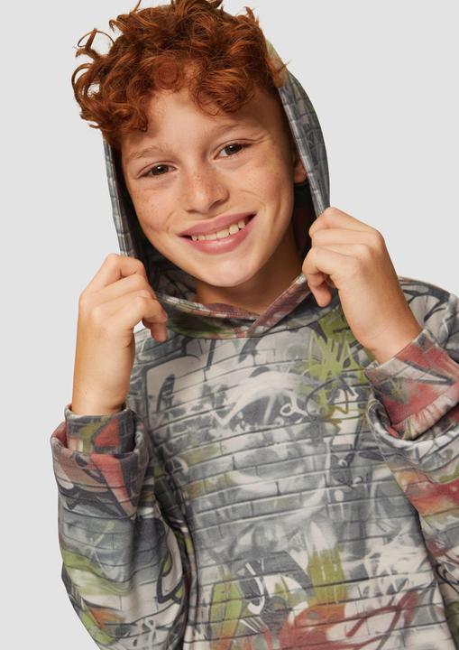 Produktbild s.Oliver Sweatshirt Kapuzen-Sweatshirt mit All-over-Print (170, 176)
