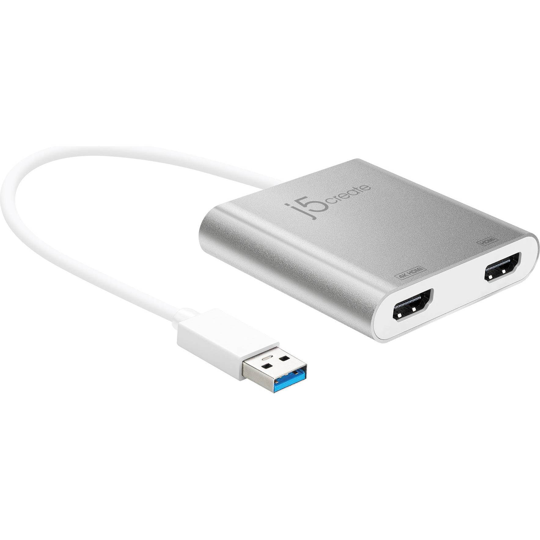 j5Create USB 3.0 zu (HDMI, 1.50 cm), Data + Video Adapter, Weiss