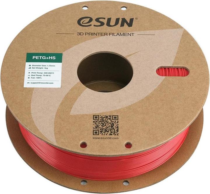 Actual product image eSUN EPETG+HS 1.75mm SOLID RED 1kg (PETG, 1.75 mm, 1000 g, Red)