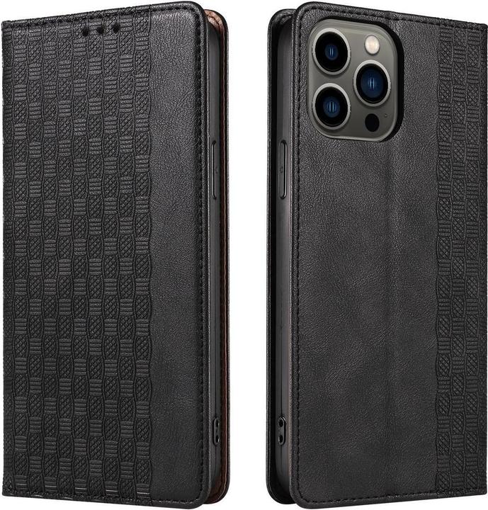 Actual product image Hurtel Magnet Strap Case for iPhone 14 Flip Wallet Mini Lanyard Stand Black (Apple iPhone 14)
