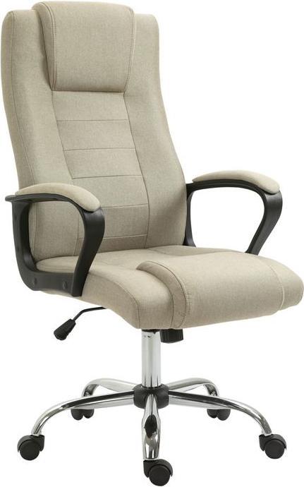Produktbild Swisshandel24 Bürostuhl in Leinenoptik, höhenverstellbar, Wippfunktion, 5 Rollen, Beige (46 - 55 cm)
