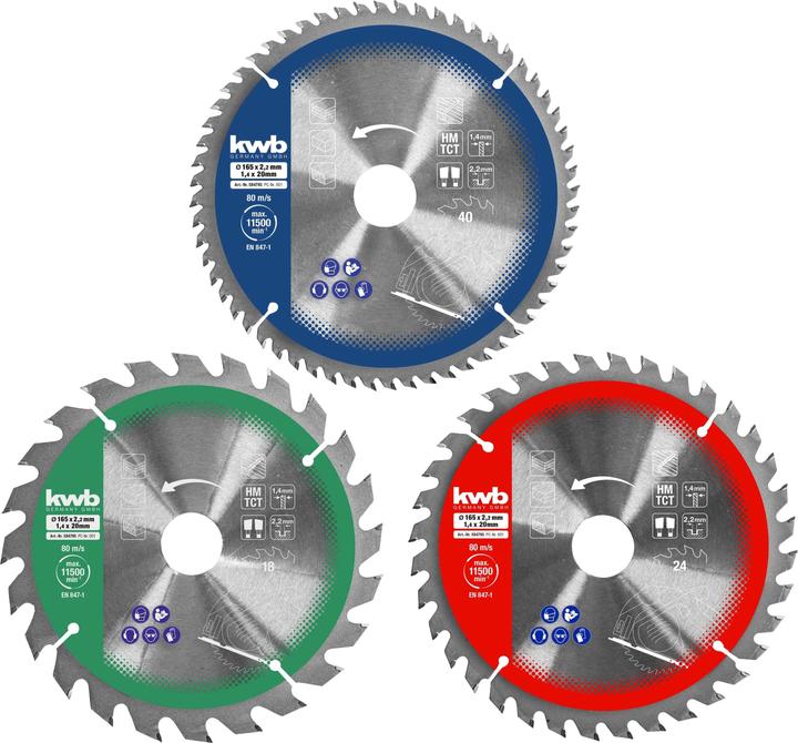 Produktbild kwb 584795 Kreissägeblatt-Set 165 x 16 mm 1 St.
