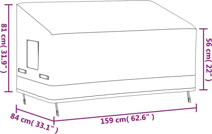 Actual product image vidaXL Cover for 3-seater bench Beige 159x84x56/81 cm 600D