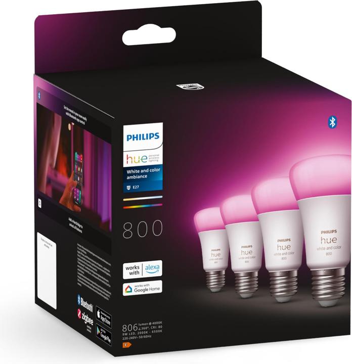Image du produit Philips Hue White & Color Ambiance BT (E27, 6.50 W, 806 lm, 4 x, F)