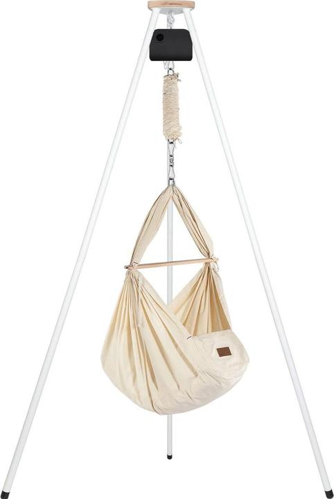 Schmusewolke Tipi weiss mit anthrazit Motor und Bio Federwiege