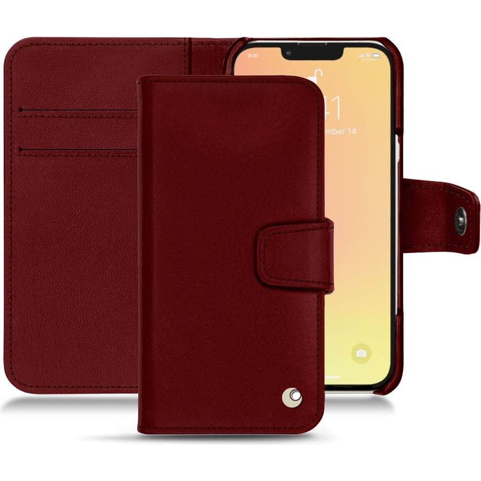 Noreve Lederschutzhülle Wallet (Apple iPhone 13 mini), Smartphone Hülle, Rot