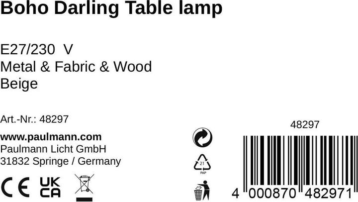 Valeurs nutritives et ingrédients Pauleen Boho Darling (E27)