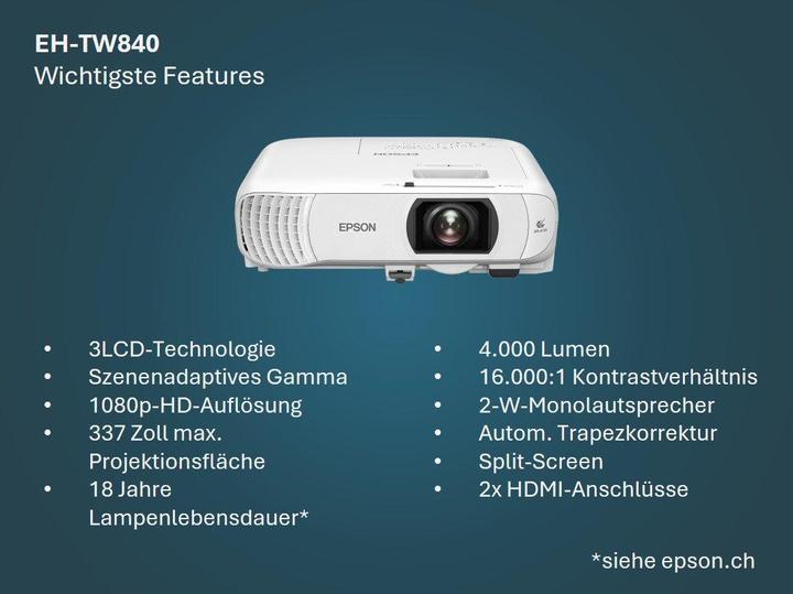 Produktbild Epson EH-TW840 (Full HD, 4000 lm)