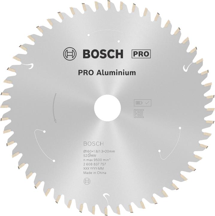 Productafbeelding Bosch Professional Zubehör Cirkelzaagblad Standaard voor Aluminium, 160x1,8/1,3x20, 52 tanden