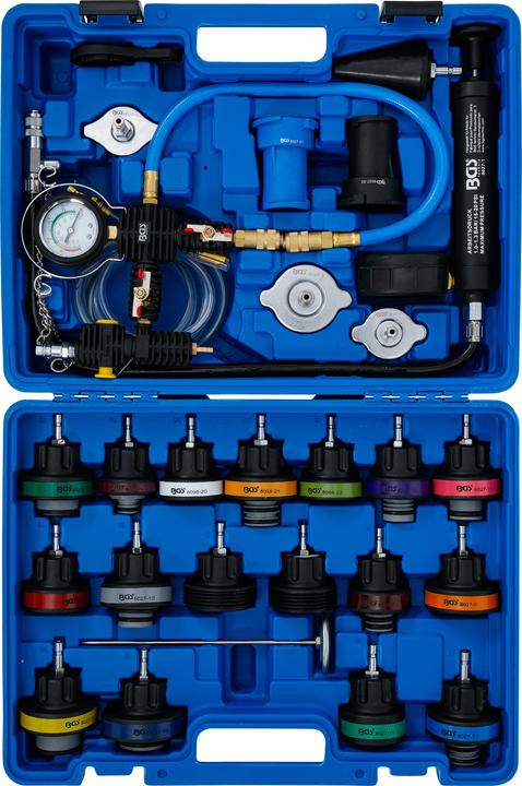 Immagine prodotto BGS Set per test pressione sistemi di raffreddamento incl. strumenti di riempimento 28 pz.