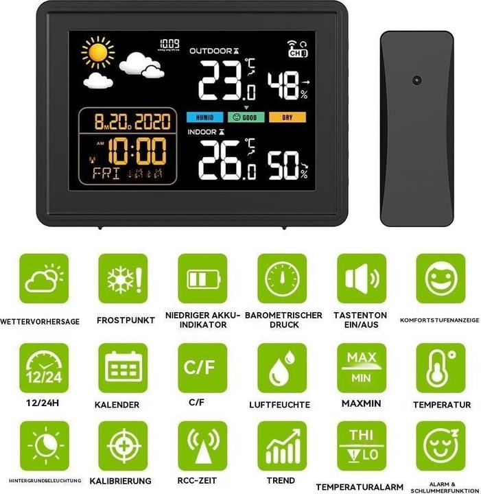 Produktbild Vonivi Wetterstation mit Funkuhr und Aussensensor
