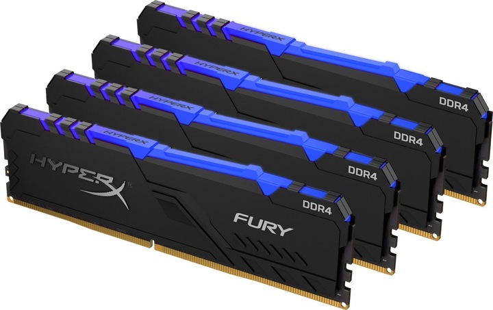 Produktbild Kingston Memory DDR4, CL16, DIMM, Kit of 4, HyperX FURY RGB (4 x 32GB, 2666 MHz, DDR4-RAM, DIMM)