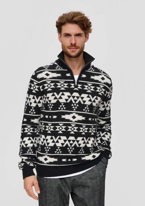 Produktbild s.Oliver Strickpullover Troyer mit Jacquard-Muster (XL)