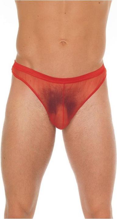 Amorable by Rimba Transparent Men's Thong - Red (One size)