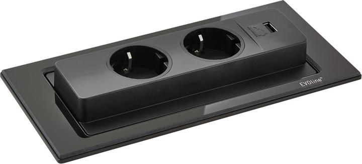 Produktbild Evoline Einbausteckdose mit USB-Charger BackFlip
