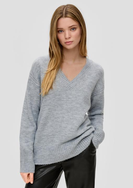 Produktbild s.Oliver Strickpullover Strickpullover mit V-Ausschnitt (S)