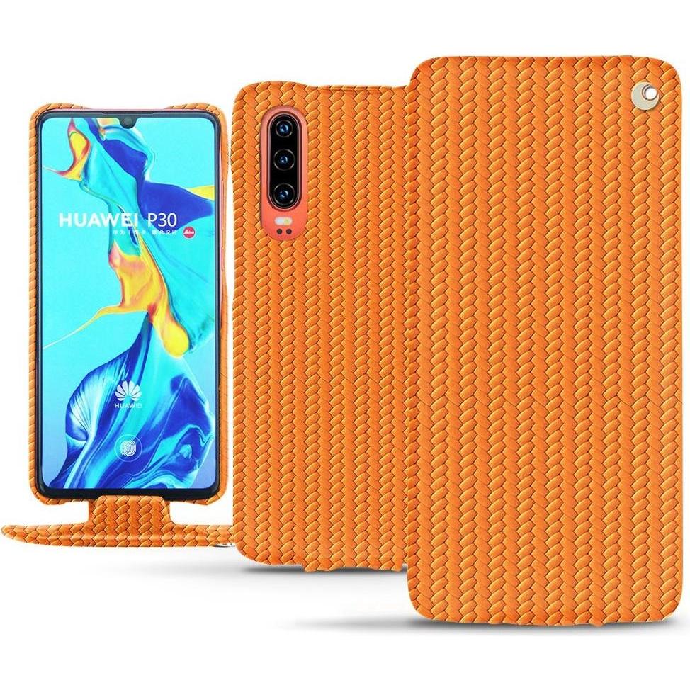Noreve Lederschutzhülle vertikal (Huawei P30), Smartphone Hülle, Orange