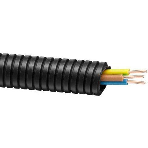 AKS Zielonka, Tubo + Canalina per cavi, Cable in corrugated pipe RKGS 20, 3x2.5 mm², 25 m, black (25 m)