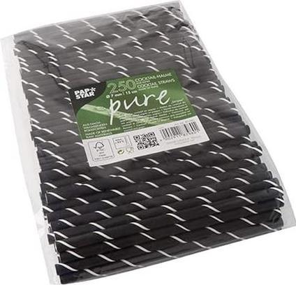 Actual product image Papstar Paper drinking straw "pure", 150 mm, black / white made of paper, length: 150 mm, diameter: 7 mm (250 x)