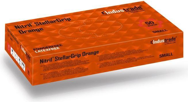 Produktbild Meditrade Industrade® unisex Einmalhandschuhe Nitril® StellarGrip Orange orange Grösse S 50 St. (S)