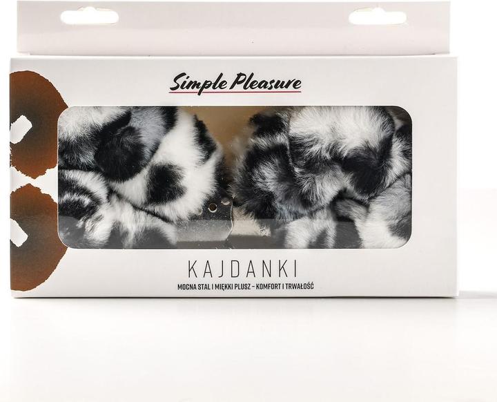 Produktbild Simply Pleasure Erotische Metallhandschellen mit Leopardenfell Schwarz und Weiss