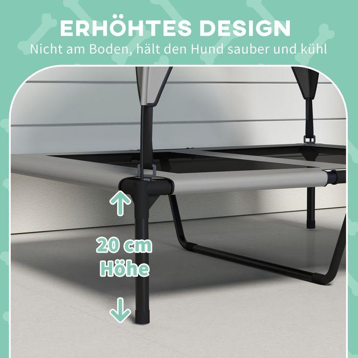 Produktbild Swisshandel24 Erhöhtes Hundebett mit Baldachin, Outdoor Hundeliege mit Dach, 91x76x89cm, hellgrau (Hund)
