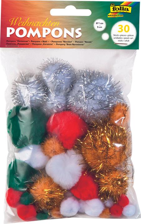 Image du produit Folia Pompons, 30 pcs, couleurs de Noël